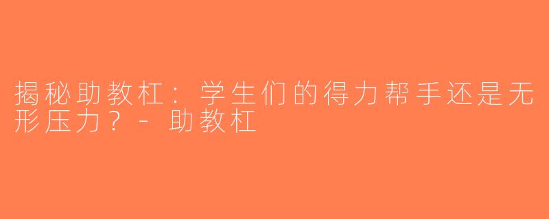 揭秘助教杠：学生们的得力帮手还是无形压力？-助教杠