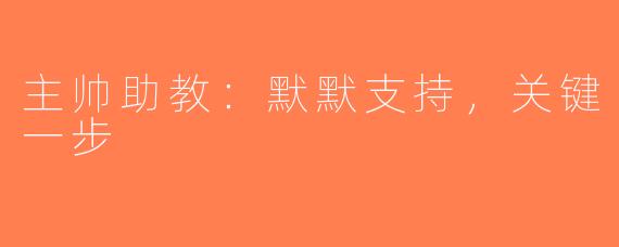 主帅助教：默默支持，关键一步