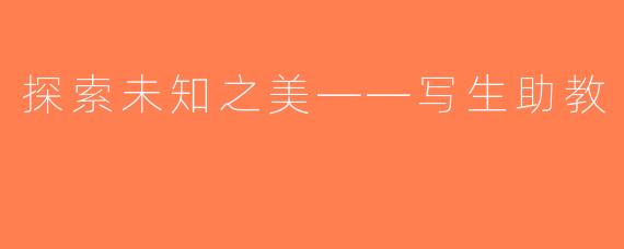 探索未知之美——写生助教