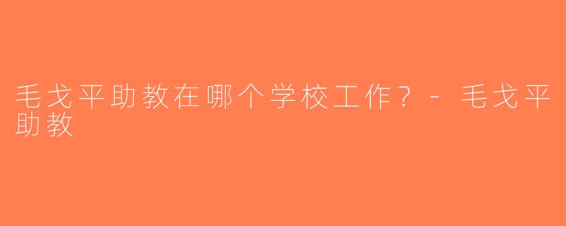 毛戈平助教在哪个学校工作？-毛戈平助教