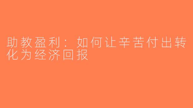助教盈利：如何让辛苦付出转化为经济回报