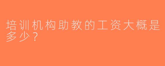 培训机构助教的工资大概是多少？