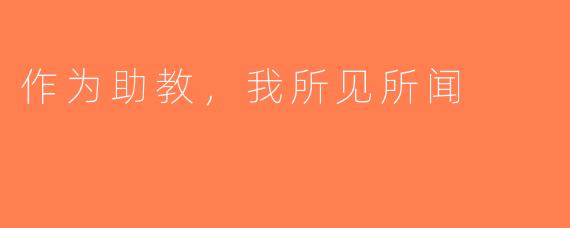 作为助教，我所见所闻