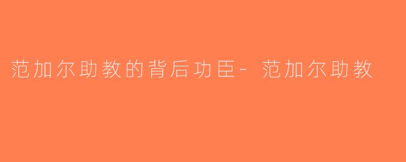 范加尔助教的背后功臣-范加尔助教