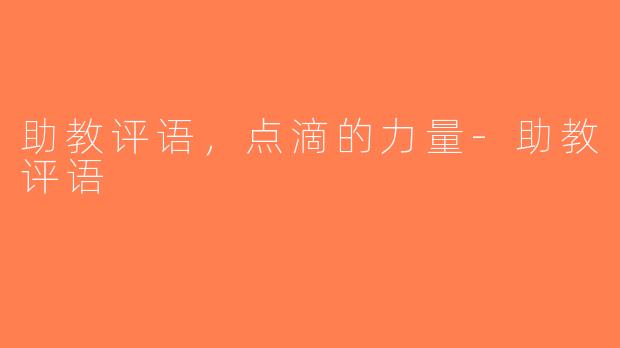 助教评语，点滴的力量-助教评语