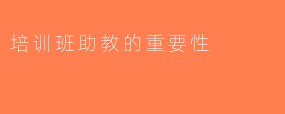 培训班助教的重要性