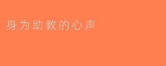 身为助教的心声