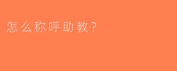 怎么称呼助教？