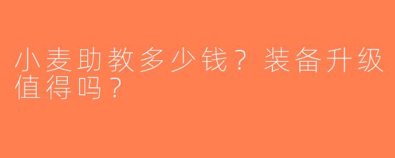 小麦助教多少钱？装备升级值得吗？