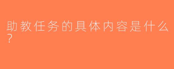 助教任务的具体内容是什么？