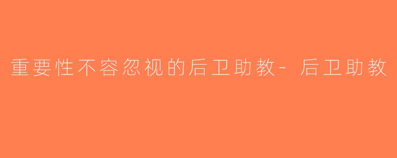 重要性不容忽视的后卫助教-后卫助教