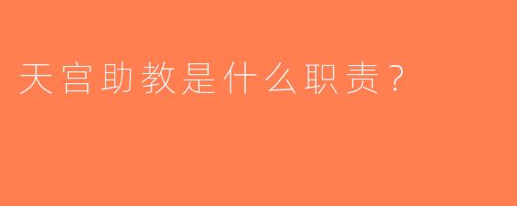 天宫助教是什么职责？