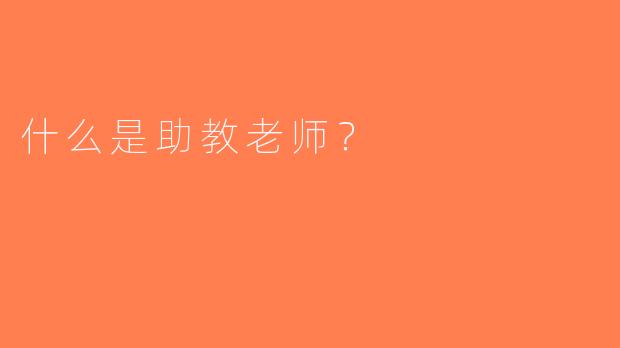 什么是助教老师？
