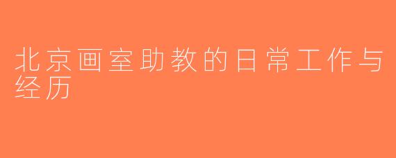 北京画室助教的日常工作与经历