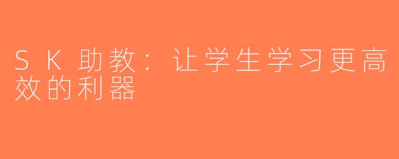 SK助教：让学生学习更高效的利器