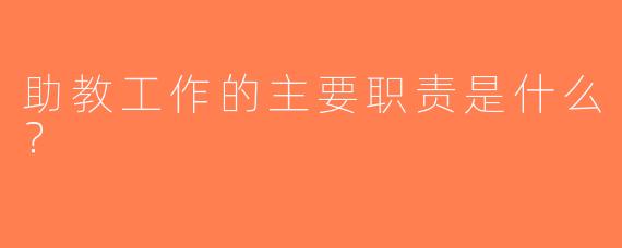 助教工作的主要职责是什么？