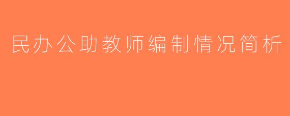 民办公助教师编制情况简析
