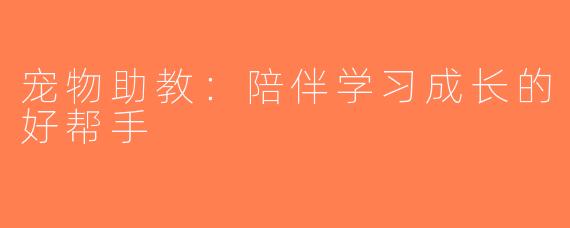 宠物助教：陪伴学习成长的好帮手