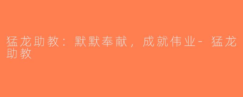 猛龙助教：默默奉献，成就伟业-猛龙助教