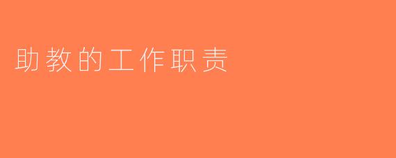 助教的工作职责