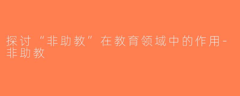 探讨“非助教”在教育领域中的作用-非助教