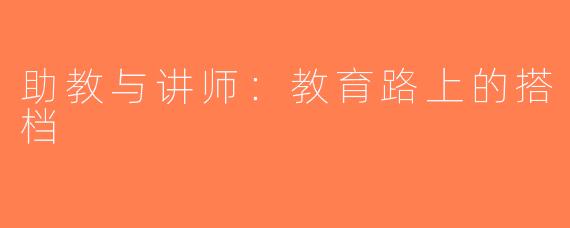 助教与讲师：教育路上的搭档