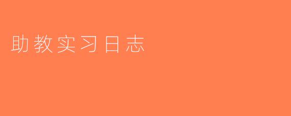 助教实习日志