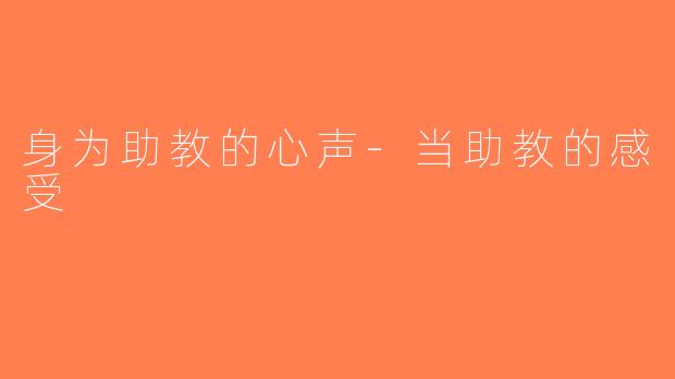 身为助教的心声-当助教的感受