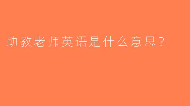 助教老师英语是什么意思？