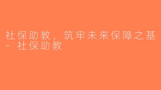 社保助教，筑牢未来保障之基-社保助教