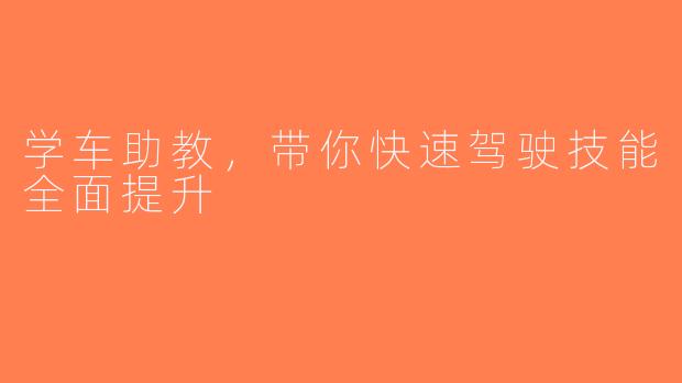 学车助教，带你快速驾驶技能全面提升