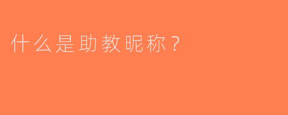 什么是助教昵称？