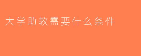 大学助教需要什么条件