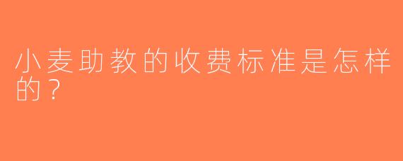 小麦助教的收费标准是怎样的？