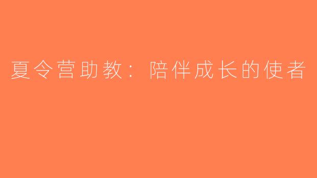 夏令营助教：陪伴成长的使者