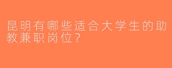 昆明有哪些适合大学生的助教兼职岗位？