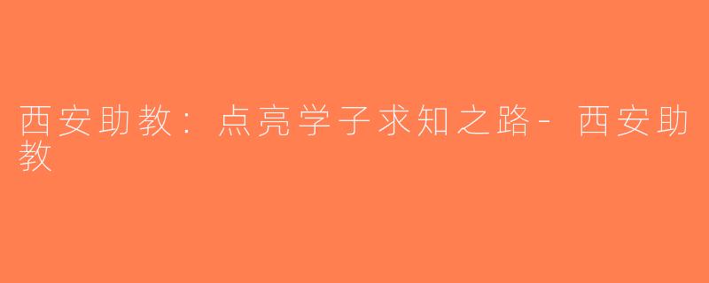 西安助教：点亮学子求知之路-西安助教