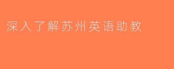深入了解苏州英语助教