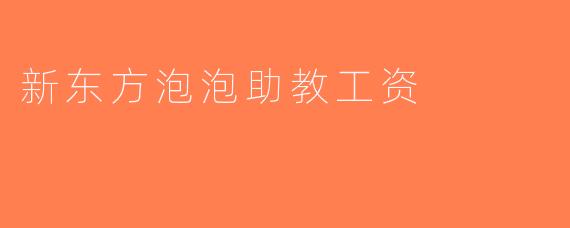 新东方泡泡助教工资