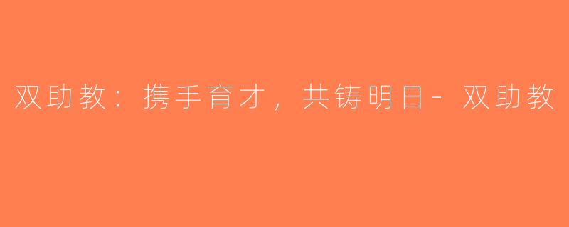 双助教：携手育才，共铸明日-双助教