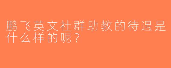 鹏飞英文社群助教的待遇是什么样的呢？