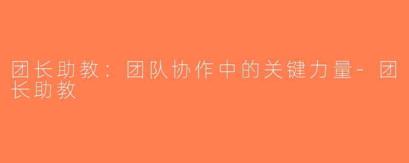 团长助教：团队协作中的关键力量-团长助教