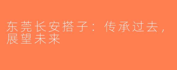 东莞长安搭子：传承过去，展望未来