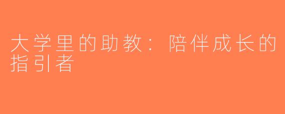 大学里的助教：陪伴成长的指引者