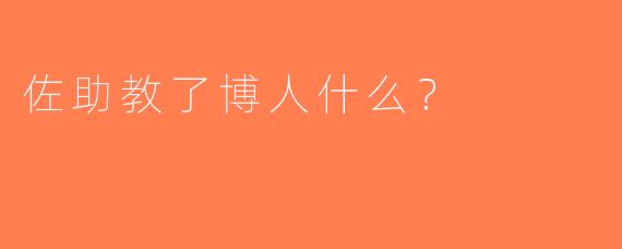 佐助教了博人什么？