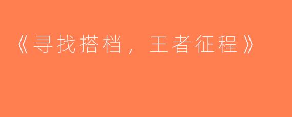 《寻找搭档,王者征程》