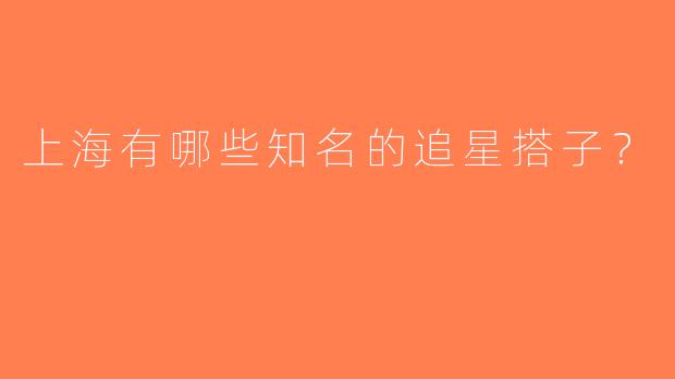 上海有哪些知名的追星搭子？