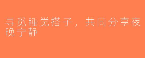 寻觅睡觉搭子，共同分享夜晚宁静