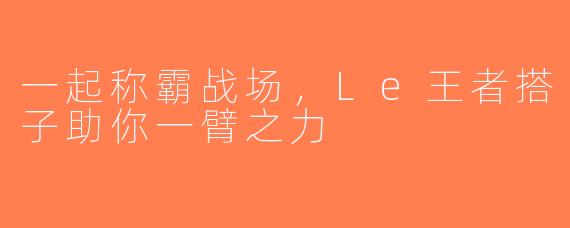 一起称霸战场，Le王者搭子助你一臂之力