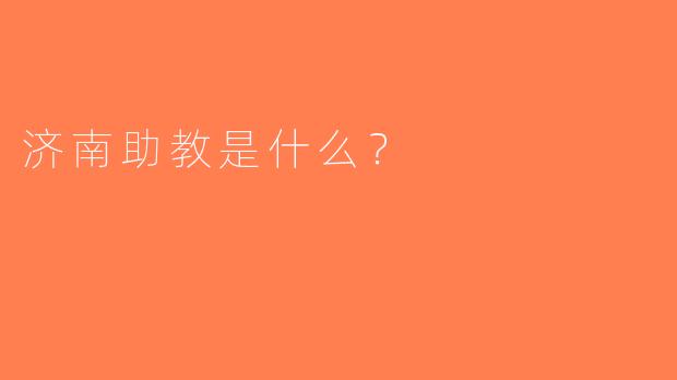 济南助教是什么？